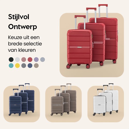 SKYCASES Urban Adventurer - Mittelgroßer Reisekoffer - Zahlenschloss - 44x27x66cm - 78L - Reisekoffer mit Kofferschloss - Spinner-Räder - Rot V2