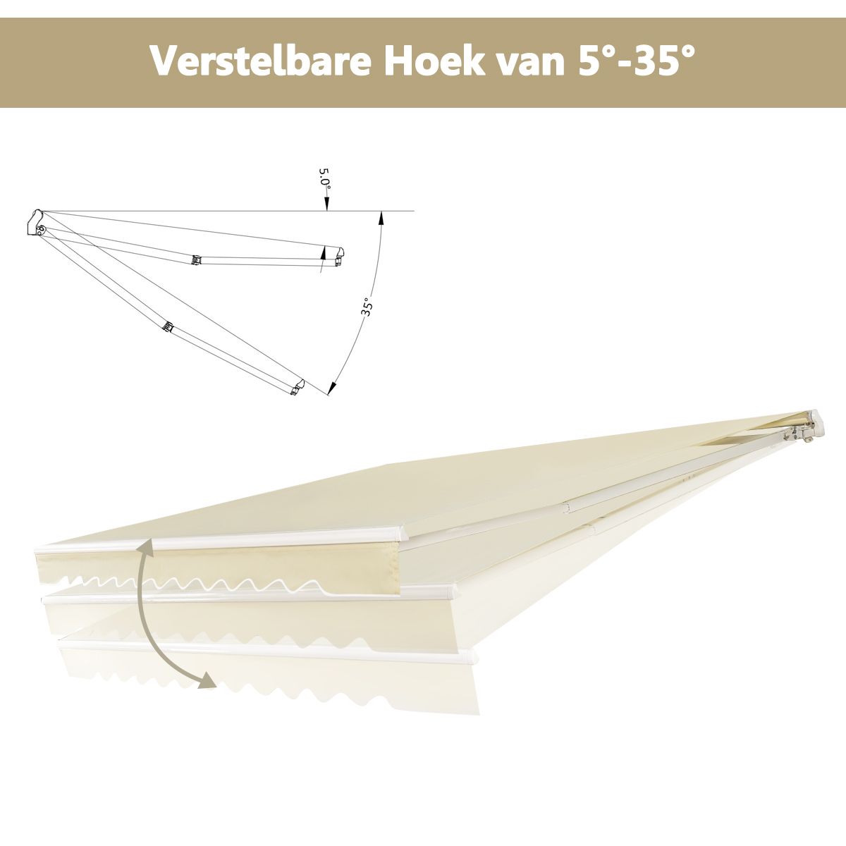 Coast Sonnenschirm für die Terrasse, ausziehbar mit Kurbel – 3 x 2,5 m – Beige