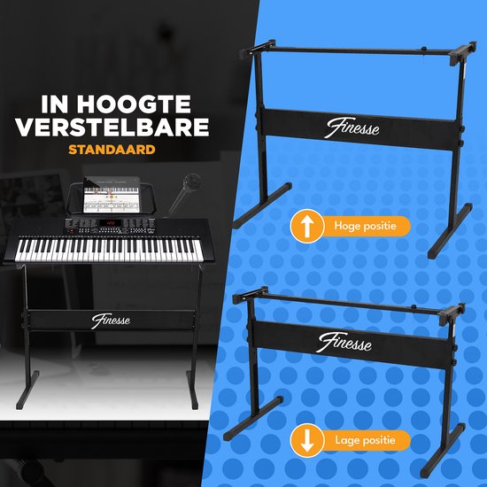 Finesse Keyboard Piano - Ständer & Zubehör - 61 Tasten - Digital Piano - Electric Piano - Kind