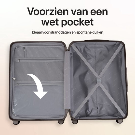 SKYCASES – Mittelgroßer Reisekoffer – Classic Heritage – Leichtgewicht – TSA-Schloss – 66 x 45 x 26 cm – 63 l – M Rollkoffer – Geräuscharme Rollen – Braun