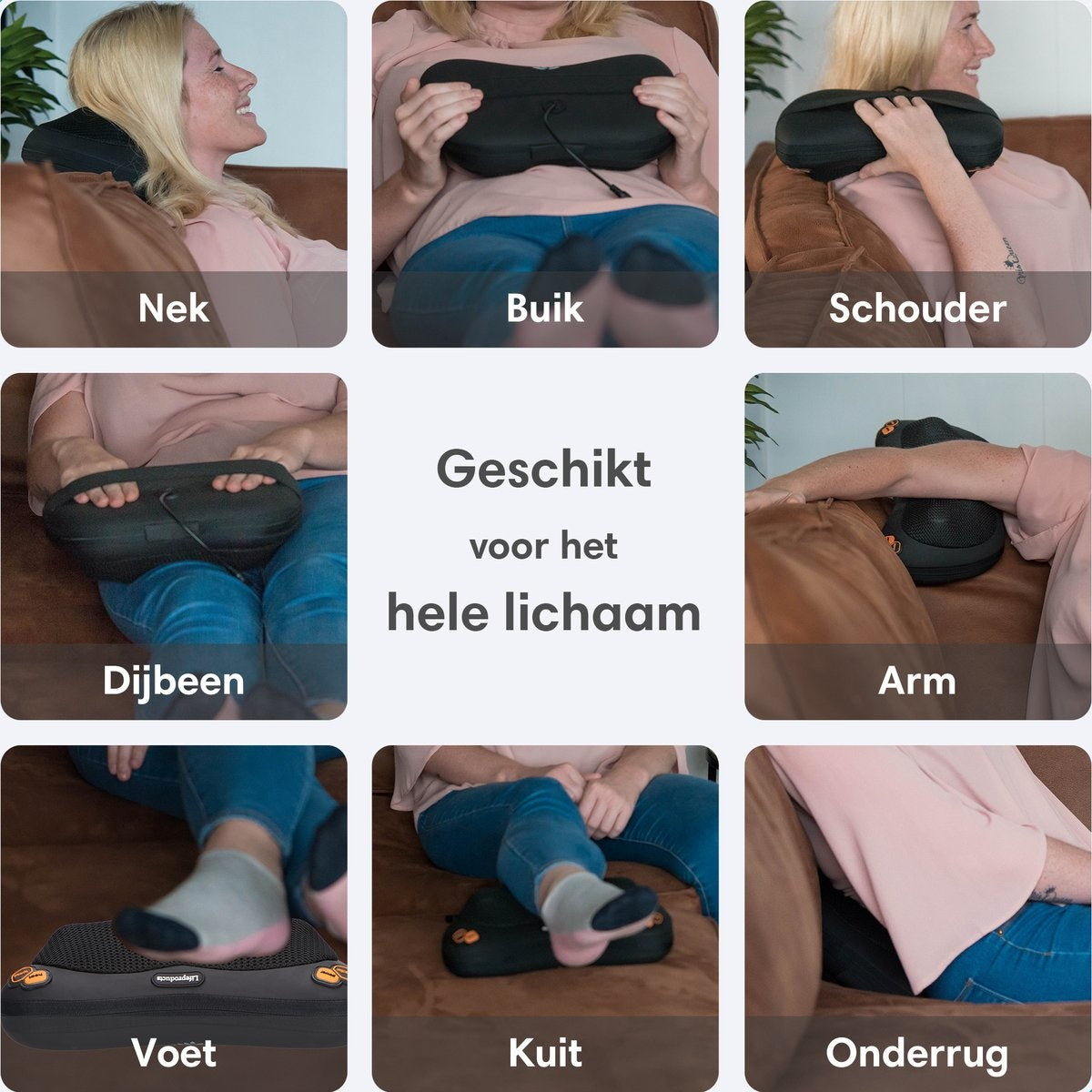 Lifeproducts Elektrisches Shiatsu-Massage-Kissen | Massagegerät mit Wärmefunktion