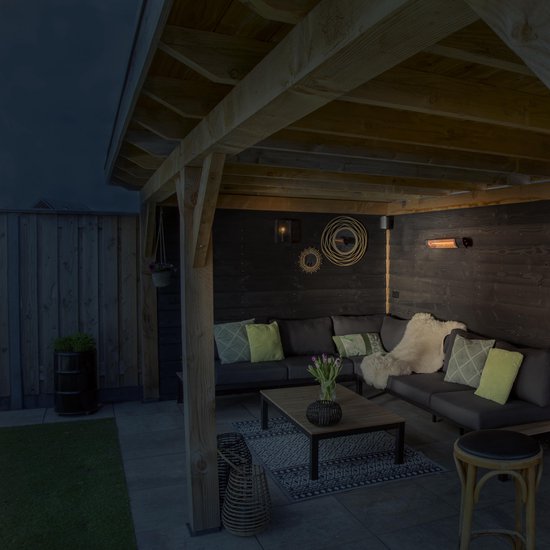 VONROC Stimmungsvolle Terrassenheizung â€“ Marsili 2000W â€“ Hohe Effizienz â€“ Low Glare Lampe â€“ 2 Heizstufen â€“ Mit Fernbedienung