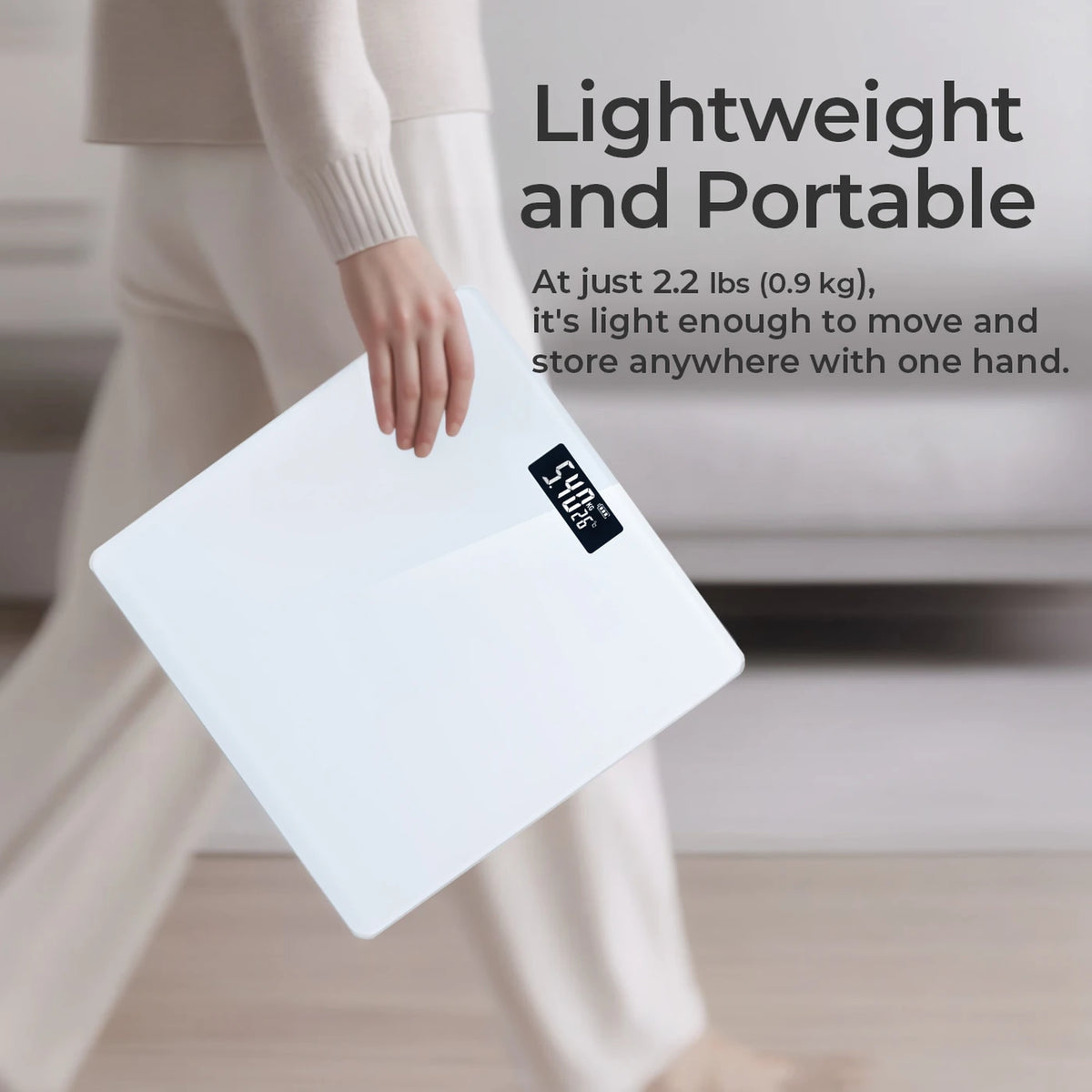 Sparoma AD-26 Personenwaage – Digitale Badezimmerwaage – 180 kg – Genauigkeit: 0,05 kg – Weiß – 26 x 26 cm