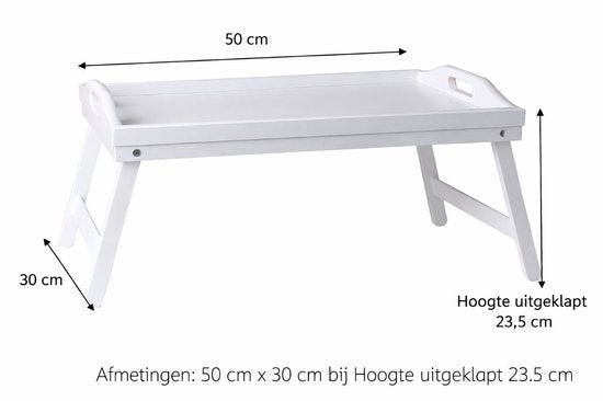 Ceruzo Frühstück-im-Bett-Tablett – Zusammenklappbarer Betttisch aus Bambus, 50 x 30 cm – Weiß