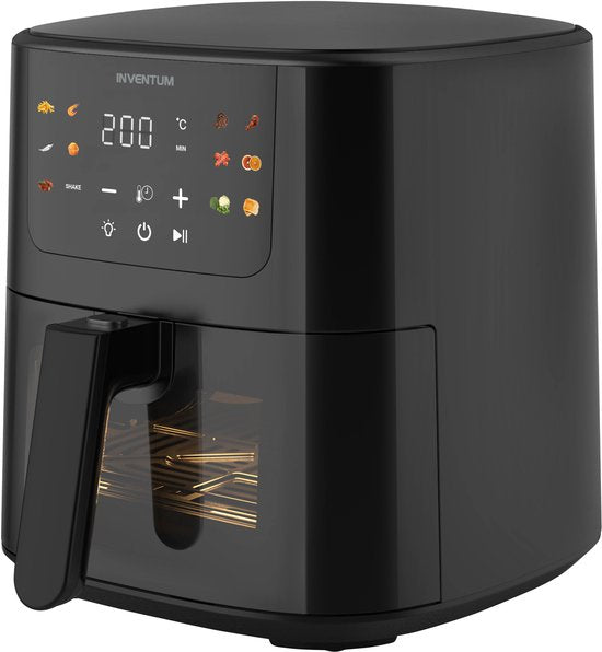Inventum GF502HLDB Heißluftfritteuse – 5 l – Sichtfenster – 11 Programme – 70–200 °C – Für bis zu 5 Personen – Schwarz – WK