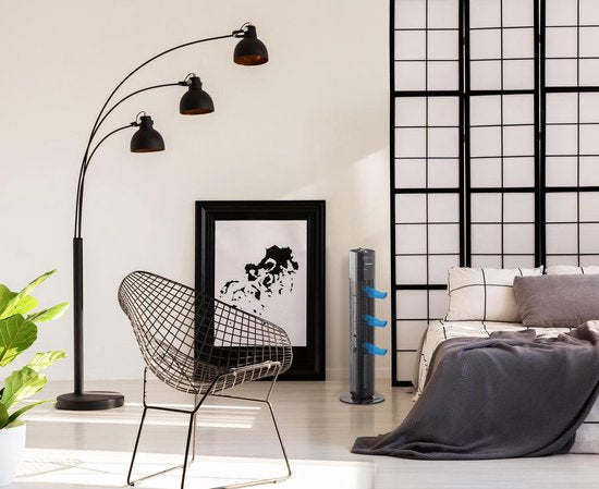 Bestron Turmventilator, Ventilator mit 3 Geschwindigkeitsstufen & 75° Grad Drehfunktion, inkl. Timer, Höhe: 78 cm, 35W, AFT760Z, Farbe: schwarz