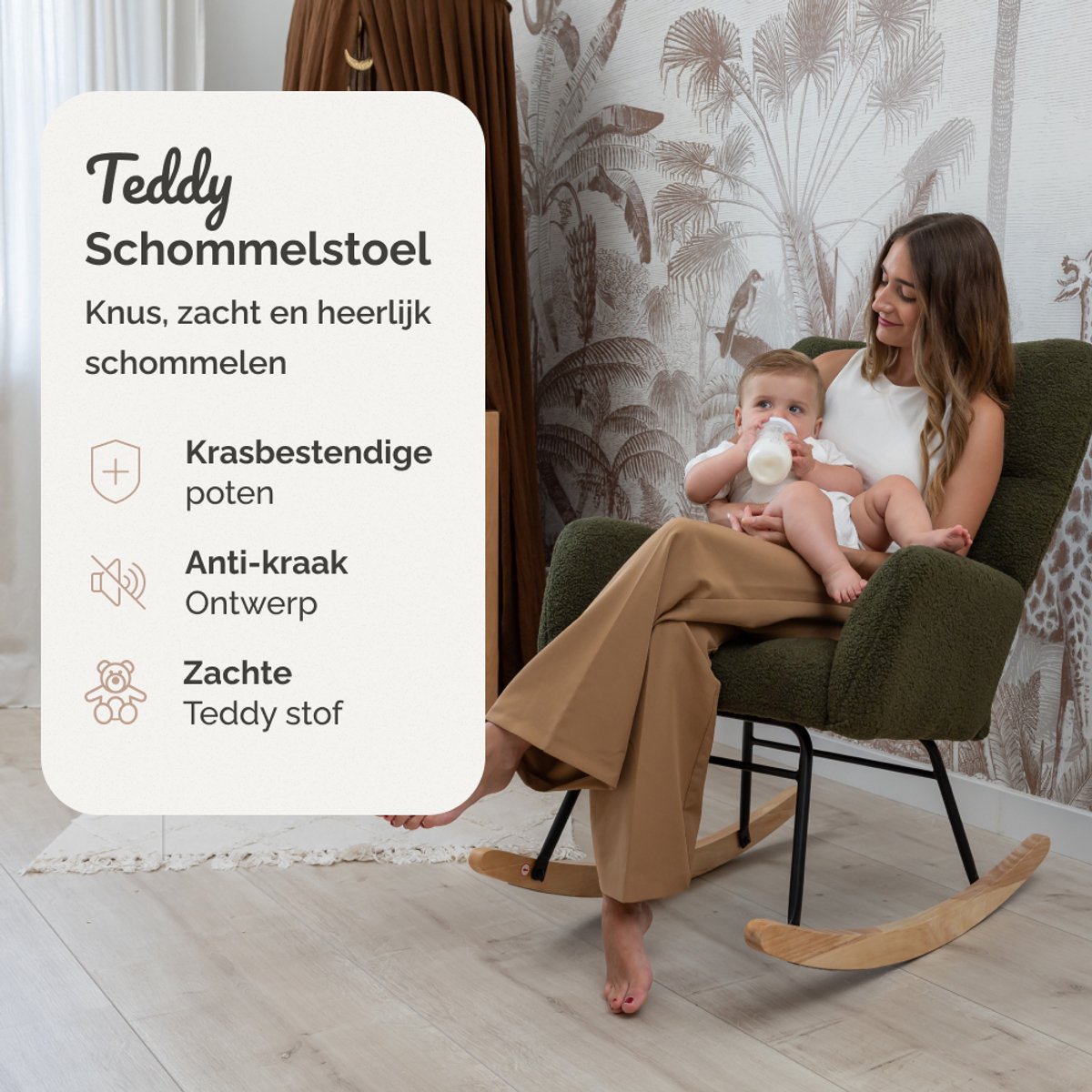 SITTT Noella Schaukelstuhl - dunkelgrün - 70x96x97 cm - Relaxsessel & Kinderzimmer-Sessel