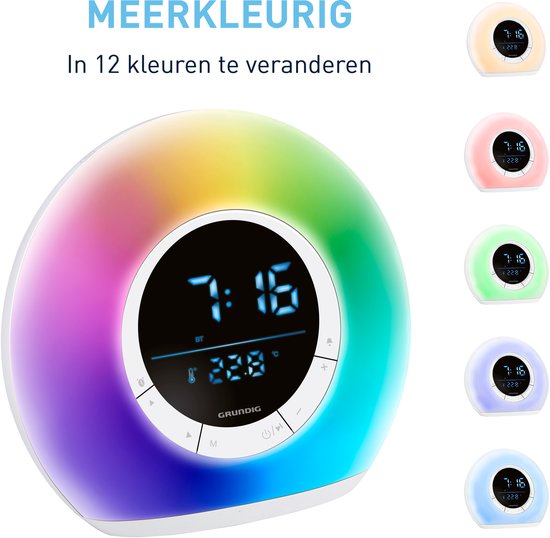 Grundig Wake-Up Lichtwecker - Digitaler Wecker mit Radio und Bluetooth - Lichtwecker mit LED-Anzeige - Wecklicht - Weiß