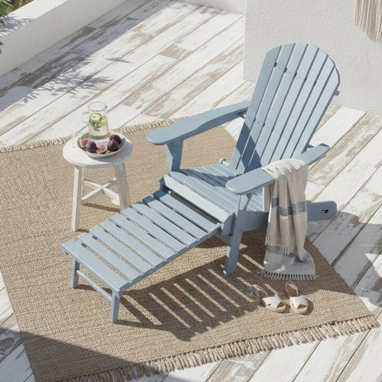AXI Alexa Adirondack-Stuhl Grau – Mit Fußhocker – Loungesessel aus Holz mit Armlehnen – Zusammenklappbar – Hohe Rückenlehne – Gartenstuhl – 147 x 78,5 x 89 cm – 100 % FSC-zertifiziertes Hemlock-Holz