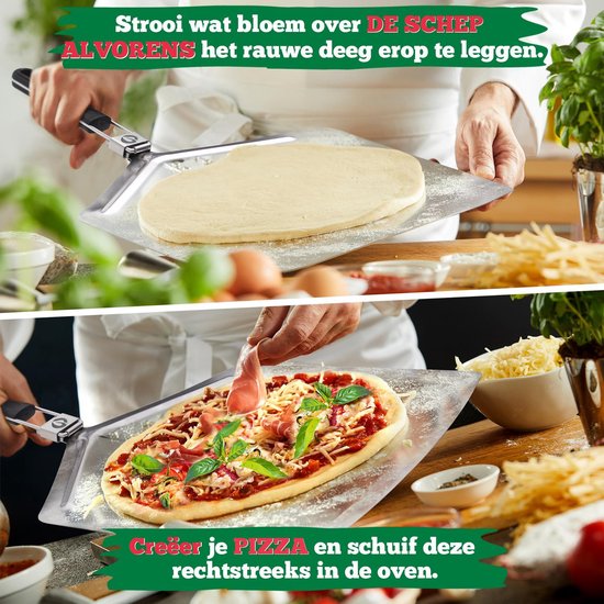 Ecowize Pizzaschneider für Grill und Backofen - Edelstahl Pizzaschneider quadratisch 30cm mit zusammenklappbarem Griff - Mit extra professionellem Pizzaschneider