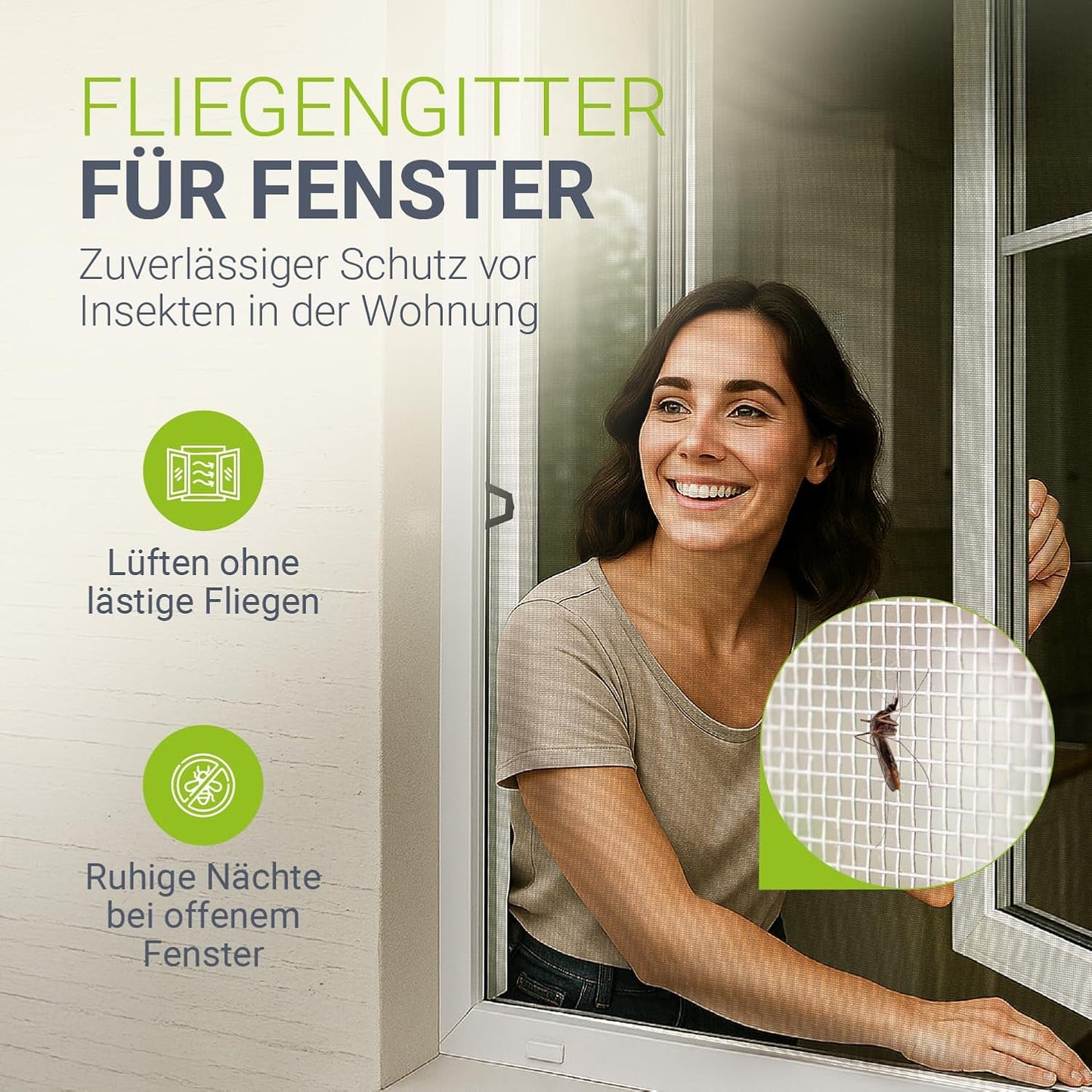 Juskys Fliegengitter / Fenstergitter / Paravent - 100 x 120 cm - Schwarz - inkl. Befestigungsmaterial