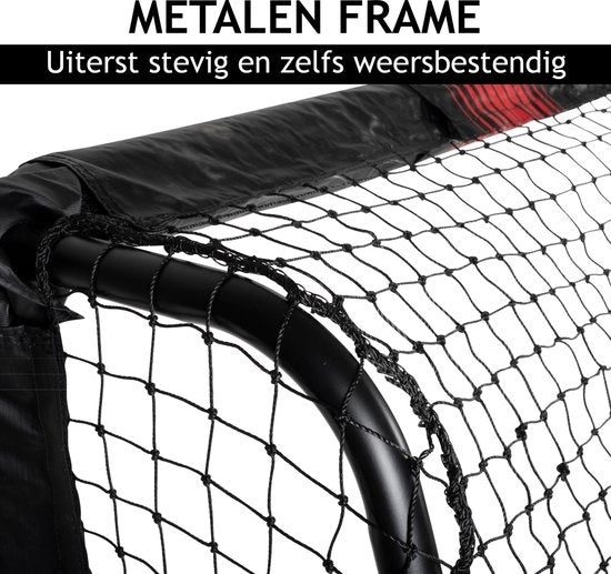 Dunlop Voetbaldoel - Voetbal Goal 240 x 160 x 85 cm - Voetbalgoal Groot - Buitenspeelgoed voor Kinderen en Volwassenen - Snelle Montage - Voetbal Training Doel - Metaal - Zwart/ Rood