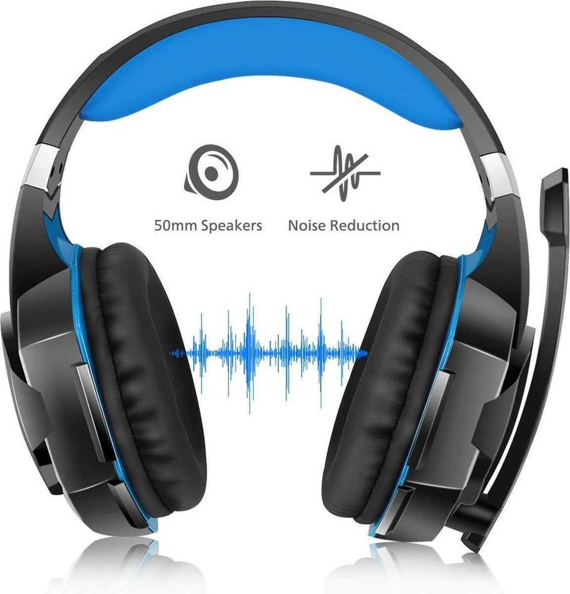 KOTION EACH G2000 Gaming Headset - Schwarz/Blau - Geeignet für PS4, Xbox One, Switch & Windows