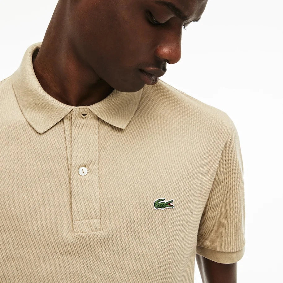 Lacoste Slim Fit Polo Shirt - Kurzarm - 100% Baumwolle - Beige - Größe XS