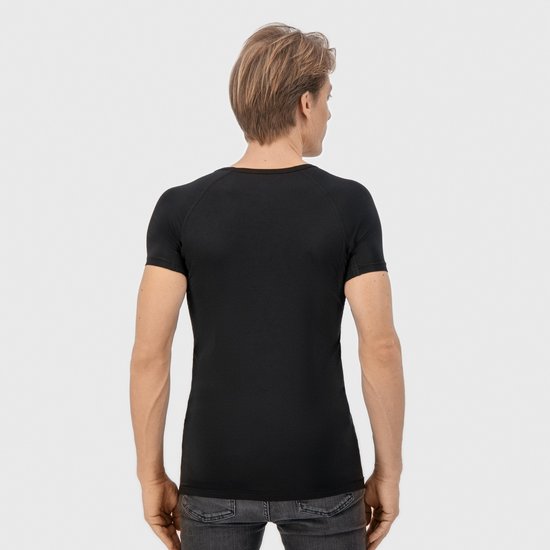 Anti Sweat Shirt - Fibershirts® - Eingenähte Achselpads - Unterhemd - Schwarz - V-Ausschnitt - Herren - Größe XL