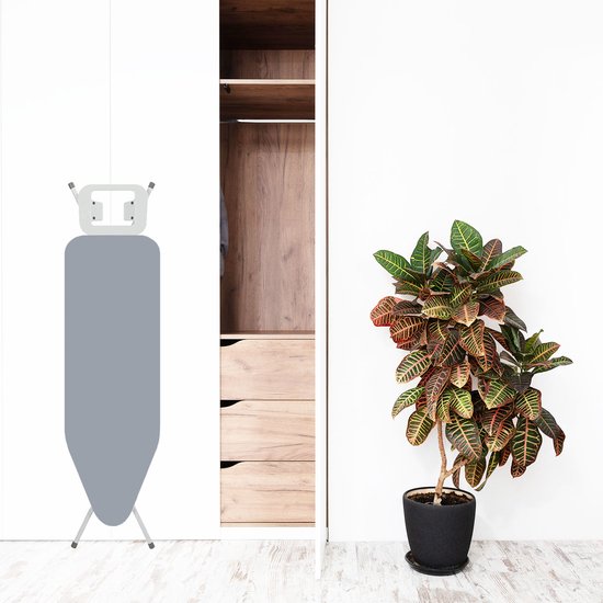BRASQ Bügelbrettbezug IBC Bügelbrettbezug Grau – Komplettset – 122 x 38 cm – Hochwertige Baumwolle – Universell einsetzbar