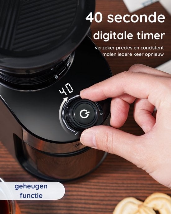 Safecourt Elektrische Kaffeemühle Deluxe - 25 Funktionen - 1000W - Für Kaffeebohnen - Schwarz