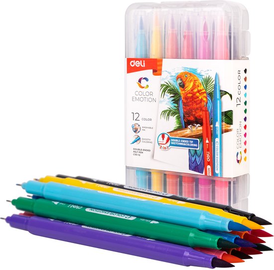 Deli-Doppel-Filzstifte – 12 Farben