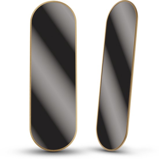 Mirlux Ovaler Spiegel - Einbauspiegel - Hängend mit Rahmen - Wandspiegel - Make up Spiegel - 160 x 50 cm - Gold