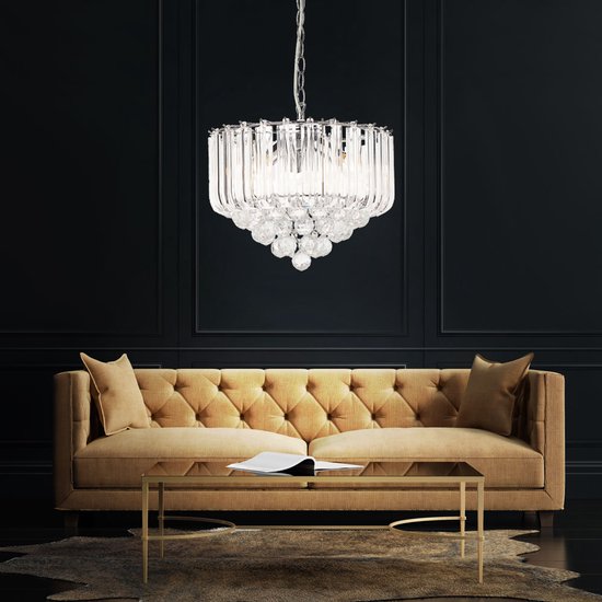 Kronleuchter Globo Minnesota LED – Chrom mit heller Acrylverzierung und Acrylkristallen
