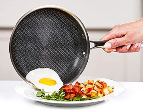 LIVINGTON Titan Pan – beschichtete Edelstahlpfanne (28 cm) mit diamantbeschichteter Antihaftschicht – ofenfeste, hohe Pfanne für alle Herdarten