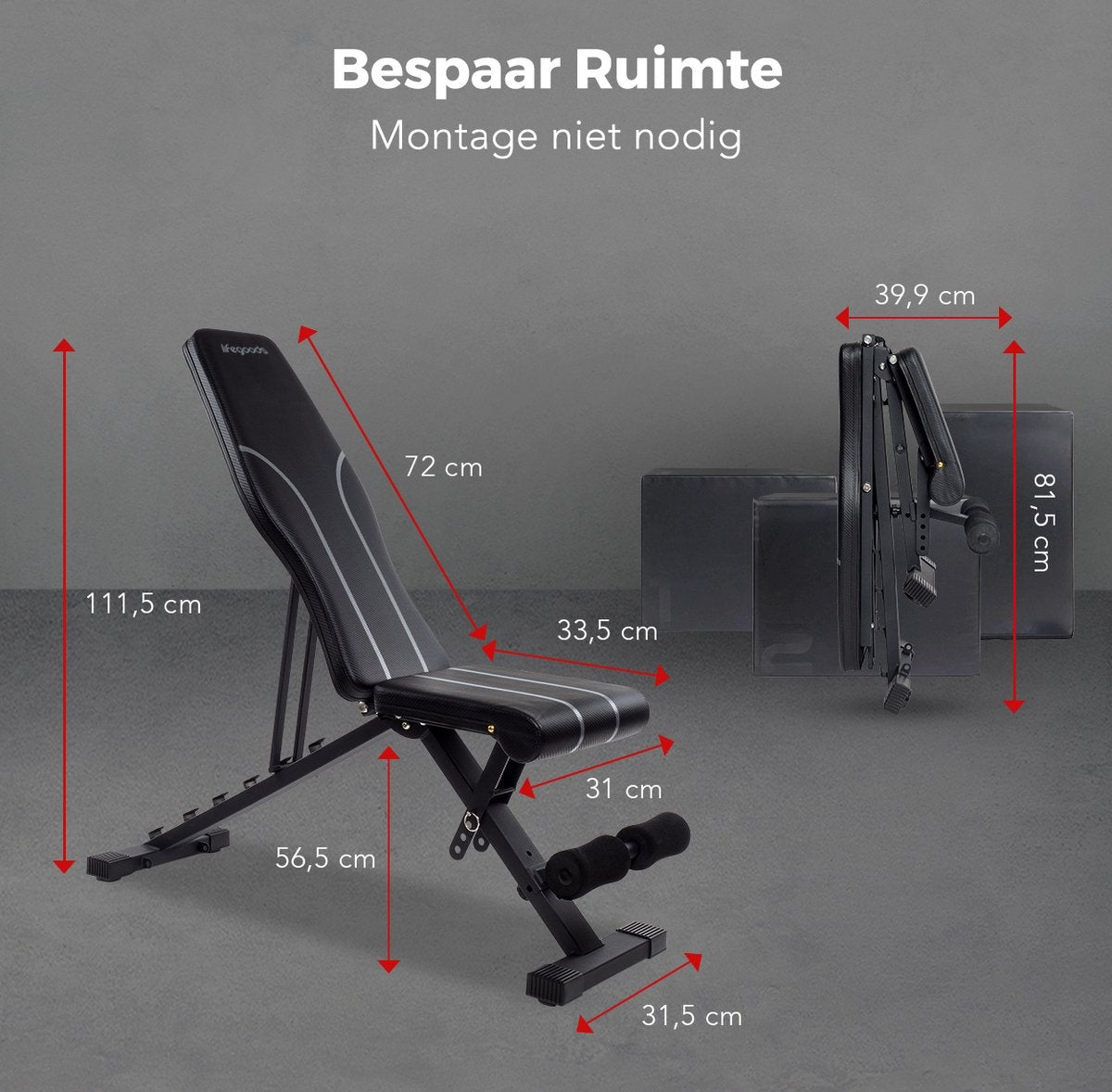 LifeGoods Fitness Halter Bank - Ãœbung Bank - Bankdrücken - Ãœbung Bank - einstellbar - faltbar - schwarz/grau