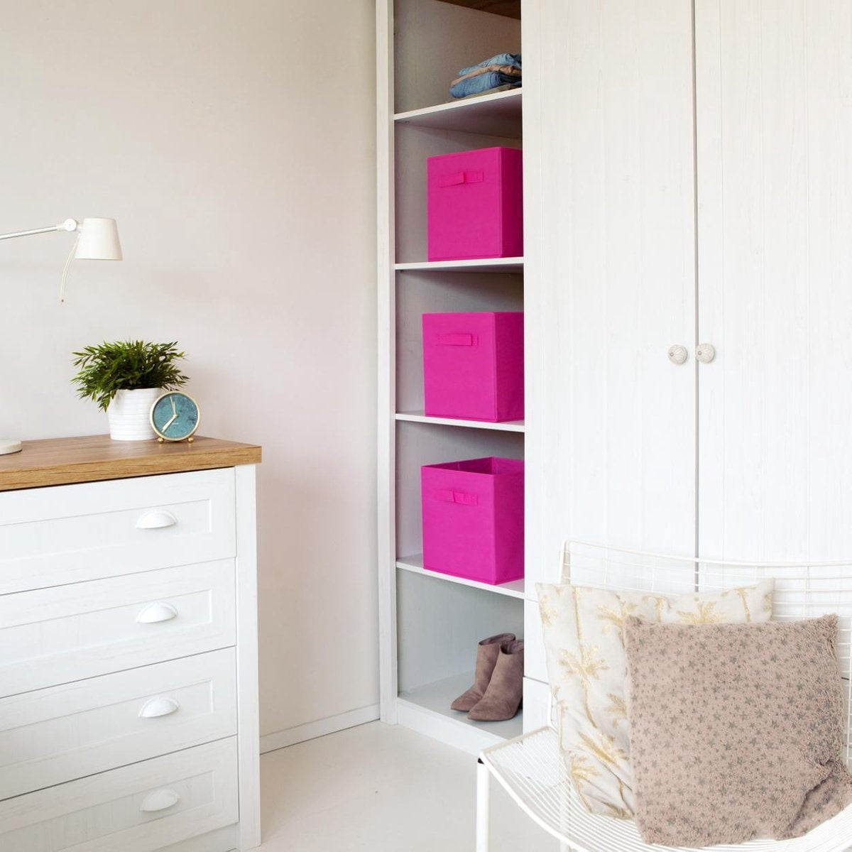 LifeGoods Kleiderschrank-Organisatoren - 6 Stück - 20L - Textil - Rosa