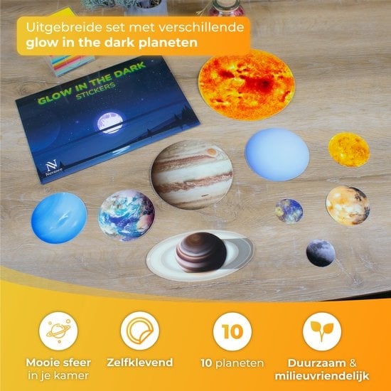 Nuvance - Glow in the Dark Stars - Planeten - 10 Stück - Babyzimmer Wandaufkleber