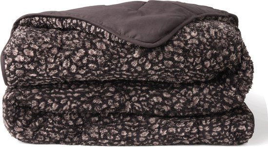 Soulsnooze Teddy-Bettdecke Panther Anthrazit 240×220 – 2-in-1-Bettdecke ohne Bezug – Waschbare Bettdecke ohne Bezug – Decke – Tagesdecke – Flauschige Decke
