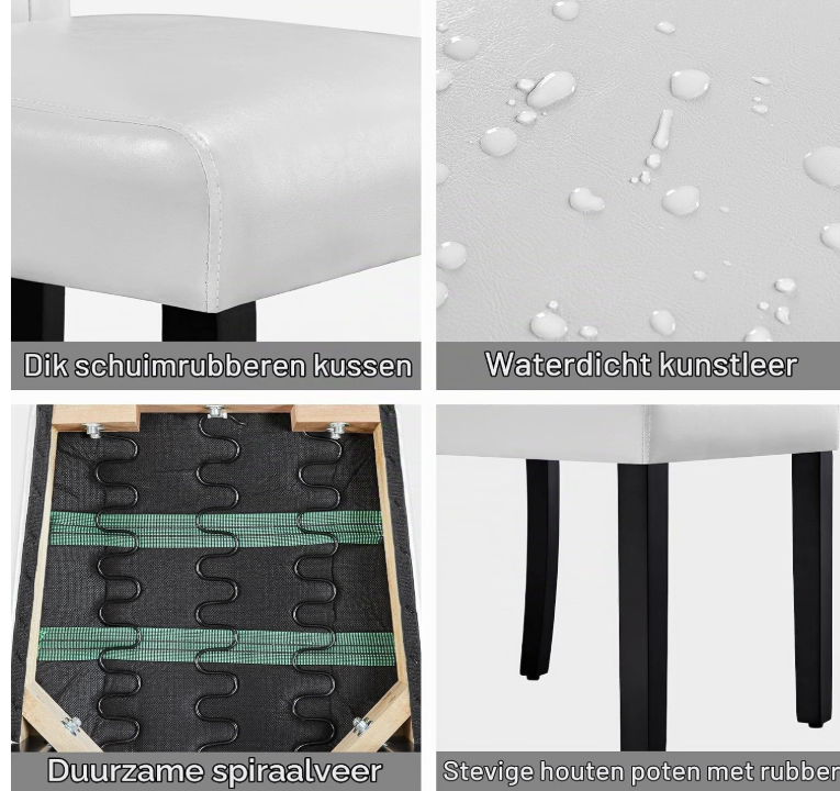 Yaheetech Esszimmerstühle, 2er-Set – Weiß – 45,5 x 60,5 x 98 cm – Hohe Rückenlehne, Kunstleder