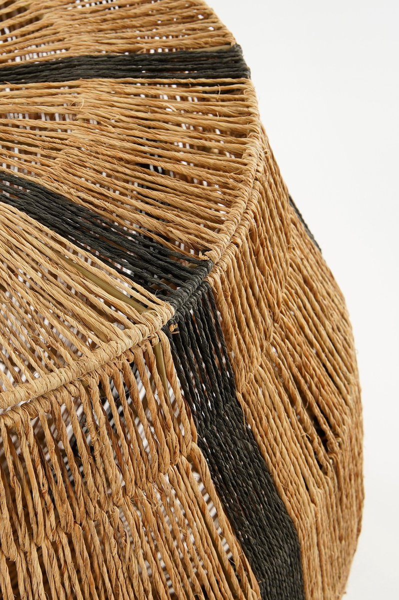 Liliano Korb 2er Set - Ø 50 cm x H 48 cm und Ø 36 cm x H 33 cm - Jute mit schwarzen Streifen - Glimmerdekorationen