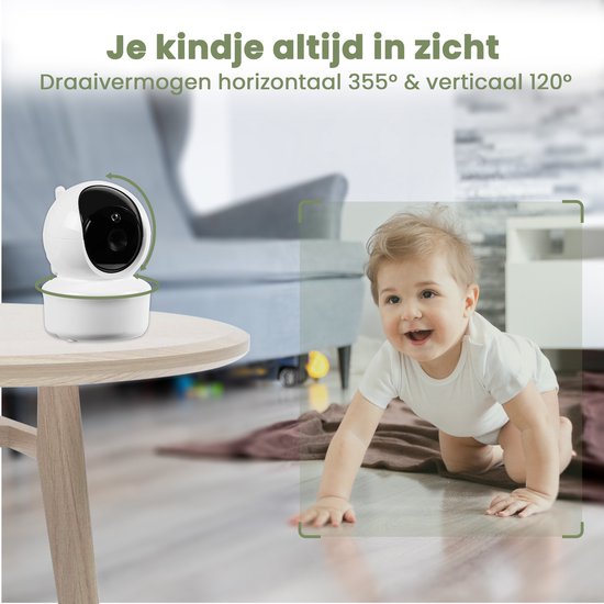 Saaf Babyphone - Inkl. Kamera und Monitor - Steuerbar/neigbar - Sprechfunktion - 5" Bildschirm