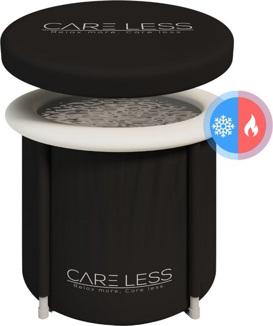 Care Less - Ice Bath - Sitzbadewanne - Faltbar und mit Deckel - Inklusive Pumpe und Abflussschlauch - Schwarz