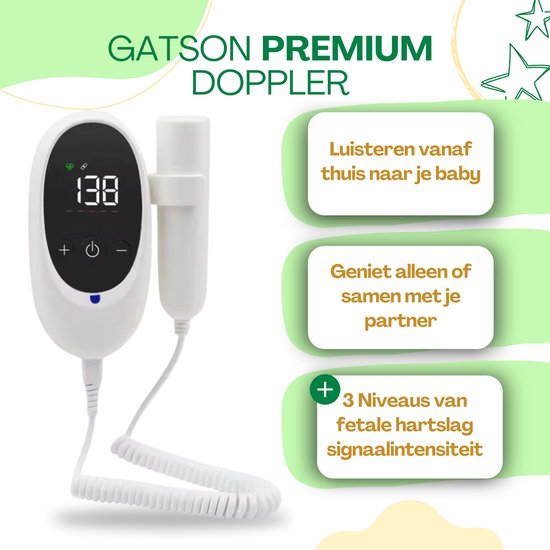 Gatson Premium Doppler - Inklusive E-Book und Doppler-Gel, USB wiederaufladbar - Doppler Baby - Baby-Herz-Monitor - Baby-Dusche-Geschenk - Schwangerschaft