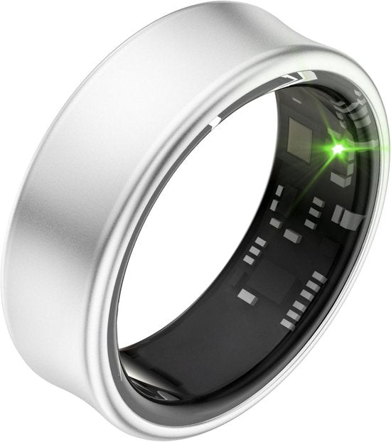 Focus® S2 Smart Ring - Silber - Größe 6 - AI Coach - Herzfrequenz - Menstruationszyklus - Schlafüberwachung - Recovery Score - Smart Ring - Sport Performance - Schrittzähler -IP68 Wasserdicht - O2 Messung - Frauen - Männer - Wearables - Ladeetui - Schutzr