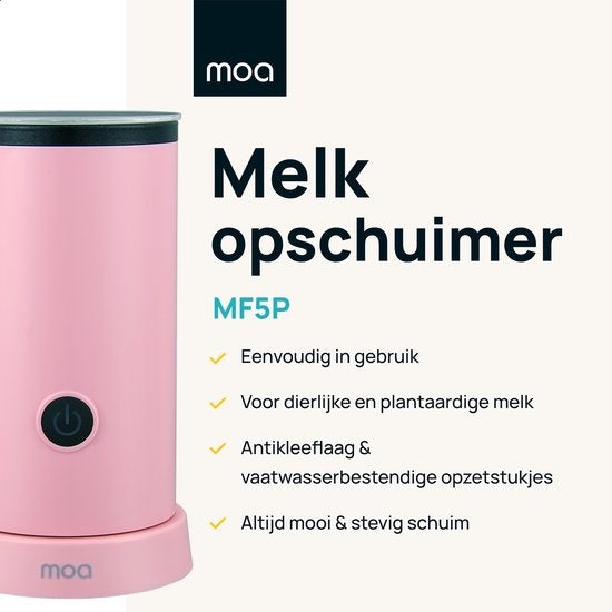 MOA Milchaufschäumer elektrisch - BPA-frei - zum Aufschäumen und Erhitzen - Pink - MF5P