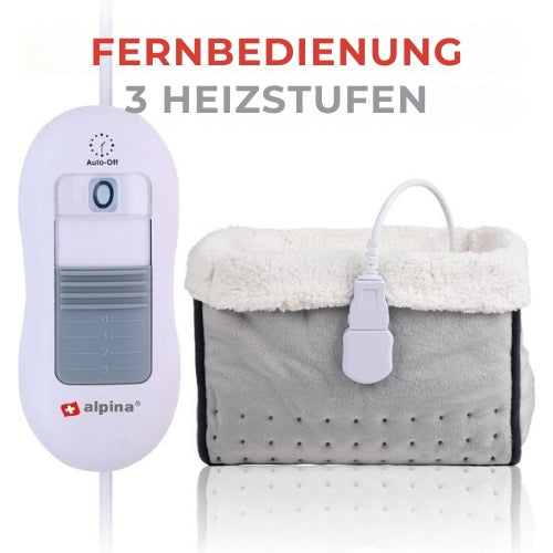 Alpina - Elektrischer Fußwärmer - Überhitzungsschutz - Innenbezug waschbar - 3 Heizstufen - Grau