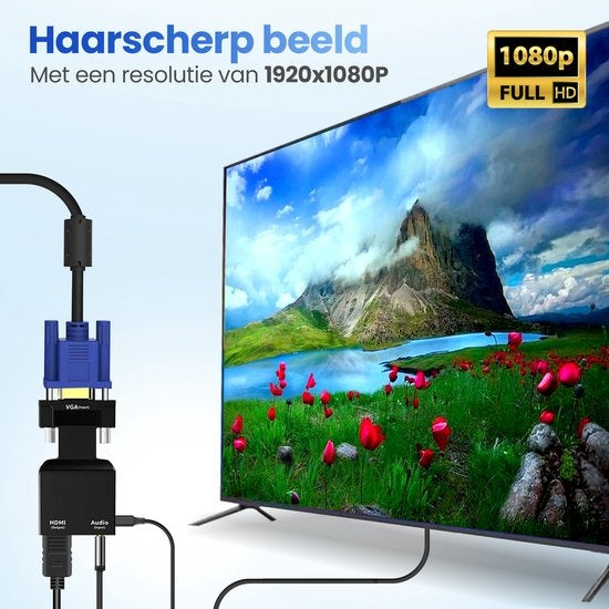 GarpexÂ® VGA-zu-HDMI-Adapter - 1080p Full HD - Analog zu Digital - Universal-Konverter