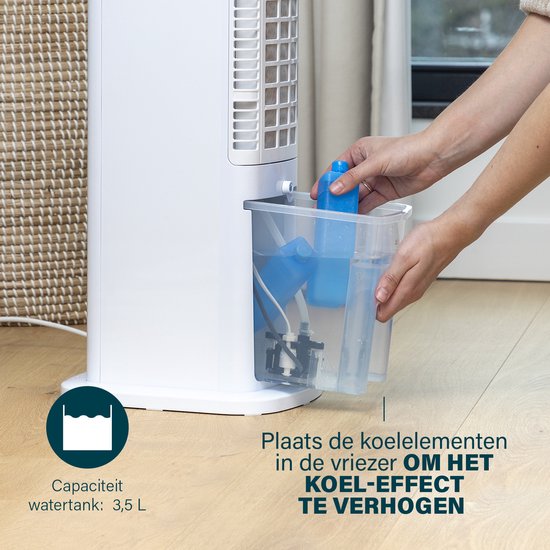 Princess Smart-Luftkühler mit App und Fernbedienung – Luftkühler ohne Schlauch – 3,5 l Wassertank – Oszillierender Ventilator mit Kühlfunktion – Mobiler Luftkühler für Schlafzimmer, Wohnzimmer, Büro – Weiß – Energieeffizient – Timer – 358640
