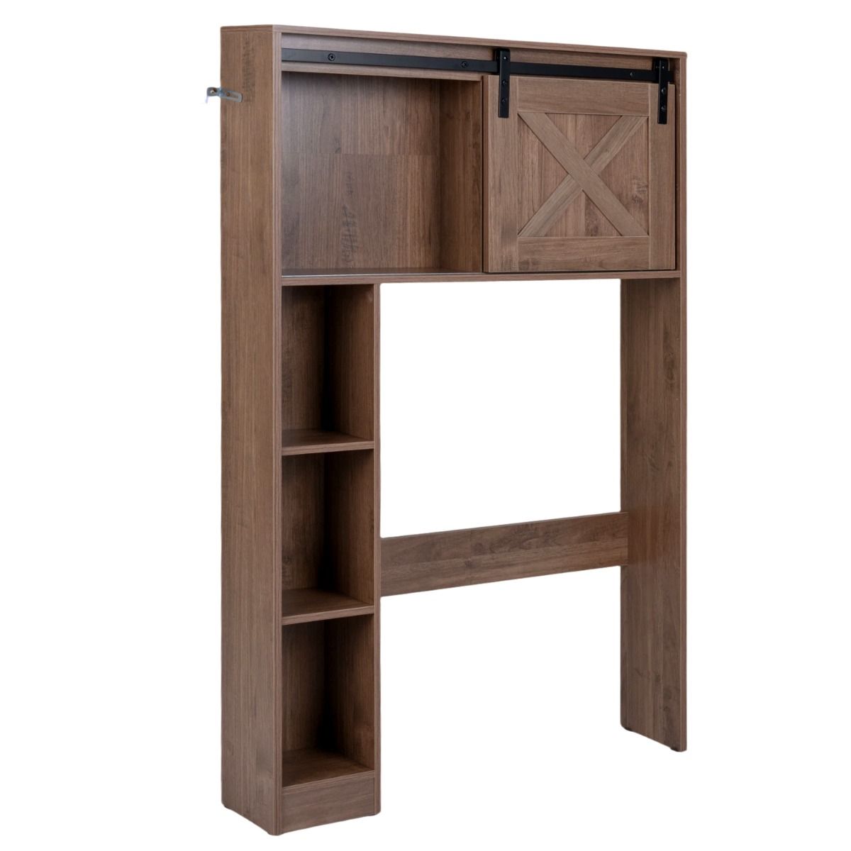 Coast Toilettenschrank mit Schiebetür – freistehendes Badezimmerregal – Holz und MDF – dunkelbraun – 84 x 17 x 128 cm