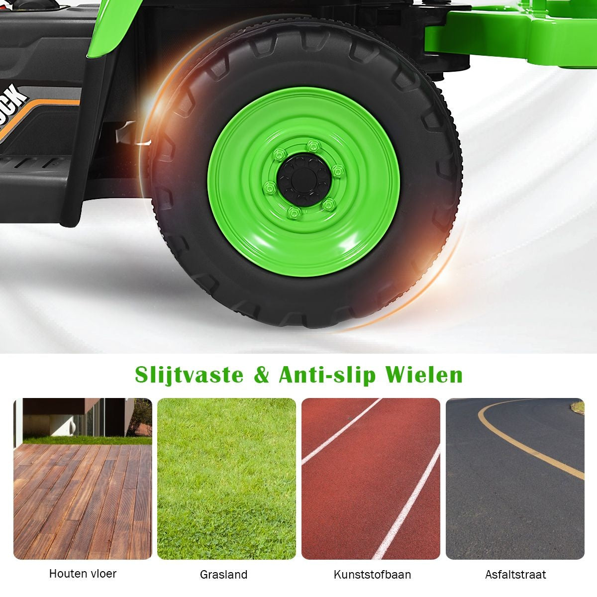 Coast Kindertraktor mit Anhänger - 3 Gänge 12V - Grün