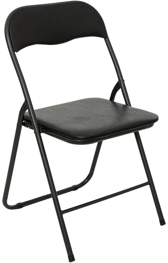 Klappstuhl mit PVC-Sitzfläche – Schwarz – 44 x 48 x 79 cm – Metall – Beistellstühle – Zusammenklappbar
