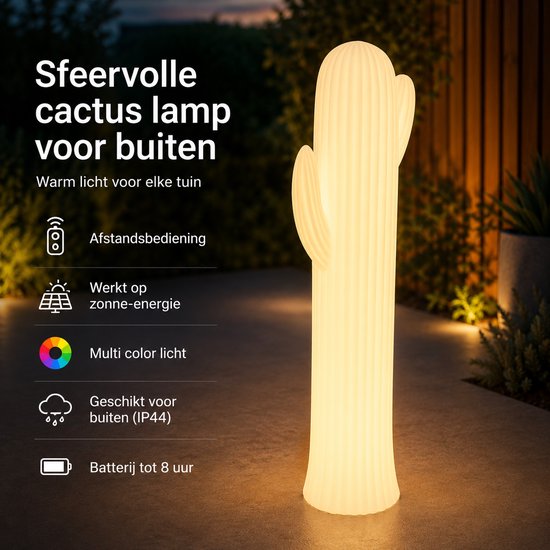 Smartwares LED-Solar-XXL-Gartenlampe – 110 cm - RGB – Dekorative Kaktus-Außenbeleuchtung – Party-Lampe – Wilder Westen – Mit Fernbedienung und Sensor – Außenlampe – Farbwechsel – Touch-Bedienung – Automatisches Einschalten – 6–8 Stunden Betriebsdauer