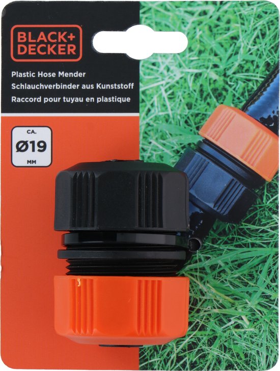 BLACK+DECKER Schlauchverbinder 3/4'' - 19 ⌀ CM - Gartenschlauchkupplung - Schwarz/Orange