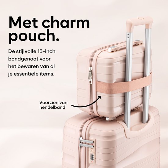 SKYCASES Travelin' Charm 4-teiliges Trolley Set - Handgepäck & Check-in Koffer - 32L/60L/98L - Zahlenschloss - 360° geräuschlose Räder - Leicht & Stabil - Modernes Design - Light Pink V2