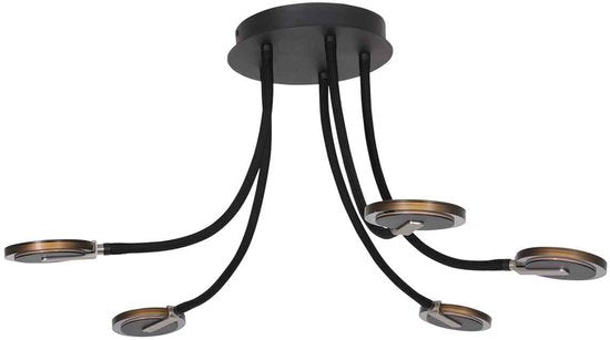 Deckenleuchte Turound 3376ZW Schwarz – dreh- und neigbar, aus Glas und Metall, Ø 91,5 cm, Steinhauer