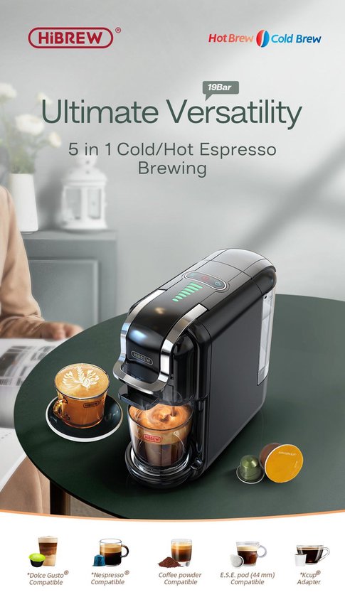 HiBREW H2B Halbautomatische Espressomaschine 0,6 l