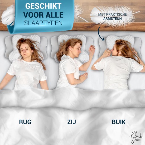 Glückstoff Orthopädisches Kissen bei Nackenbeschwerden mit Memory-Schaum – hypoallergenes, ergonomisches Kissen, bei Nacken- und Rückenschmerzen, für alle Schlafpositionen geeignet, inklusive Jutesack