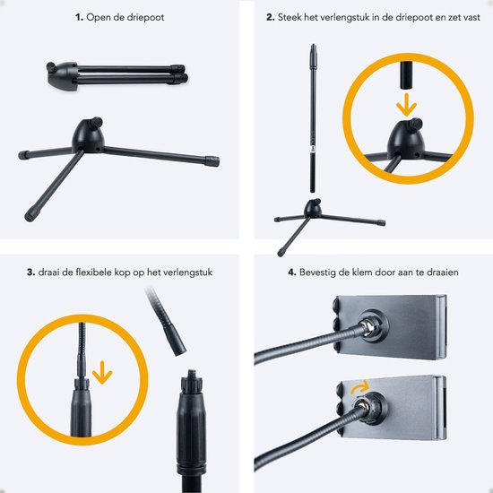 Studio Me Telefon- und Tabletstativ - 175 cm - Schwarz