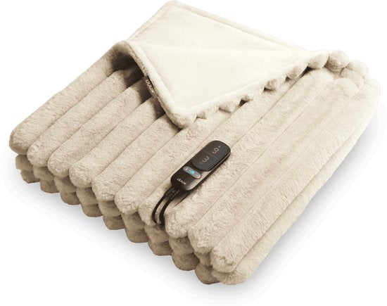 Duux Yentl Striped Electric Heat Blanket 200x200 cm - 9 Einstellungen - Beige